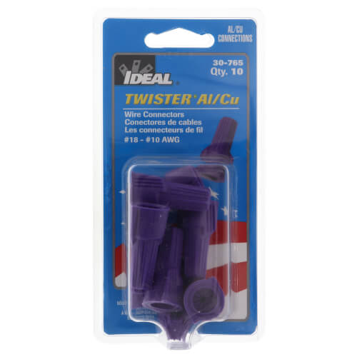 30765 Ideal 30765 Twister® Al/Cu Wire Connectors, Purple (Card of 10)