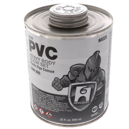 60220 Hercules 60220 32 oz. Heavy Body, Slow Set PVC Cement (Gray)