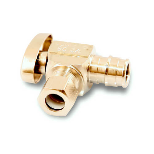 LF4855038 Uponor (Wirsbo) LF4855038 1/2" ProPEX FullPort Angle Stop Valve (Lead Free Brass)